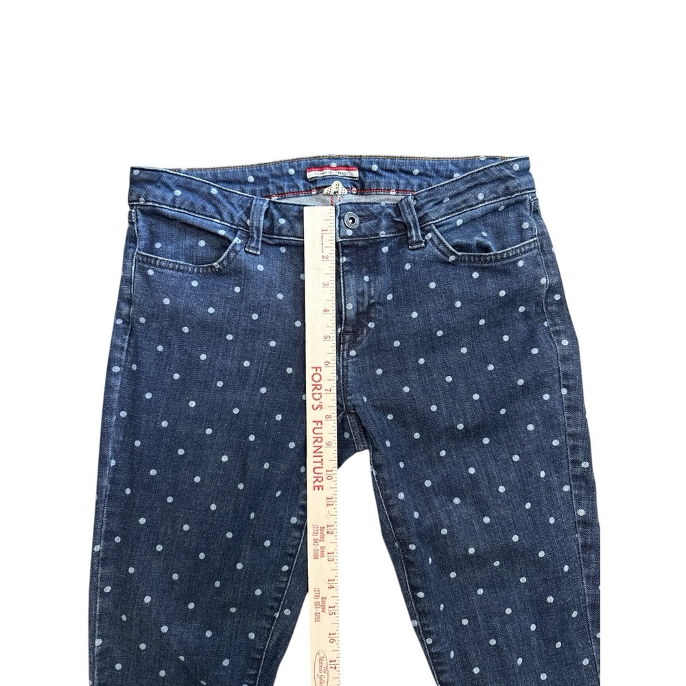 Tommy Hilfiger Jeans Women's Size 4 Blue Polka Dot Denim Cropped Skinny Stretch - Picture 6 of 9